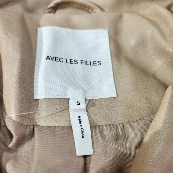 Avec Les Filles Faux Ever Leather Moto Jacket In Sahara New With Tags Women's S - Picture 6 of 16